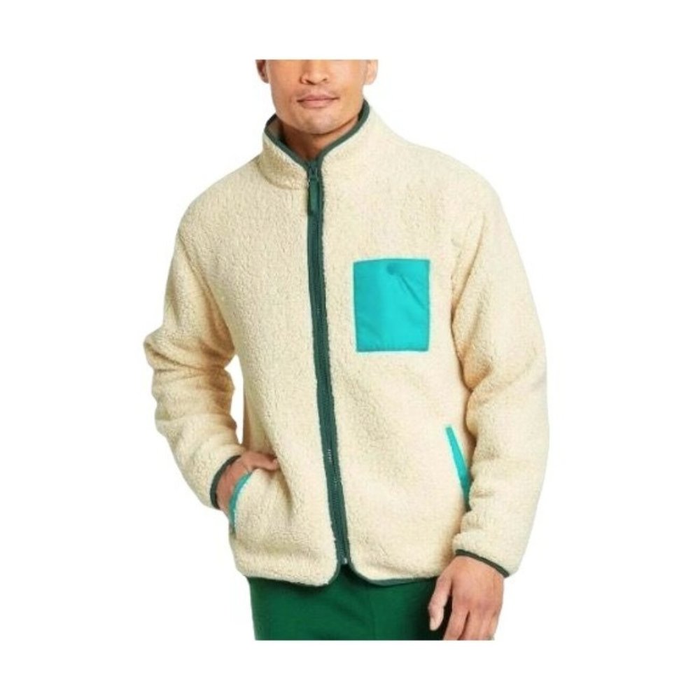 Target X Lego Sherpa Jacket Medium Mens Green Cream